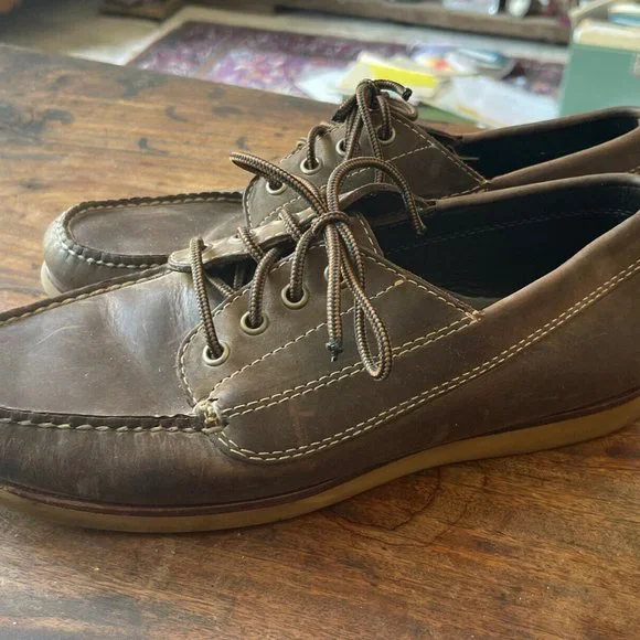 Men\'s LL Bean Signature Black Hand Sewn Jackman Camp Moc Boat Shoe Sz 9.5 D L.L. Bean - Signature Handsewn Ranger Mocs - 7 Year Review  main image 4